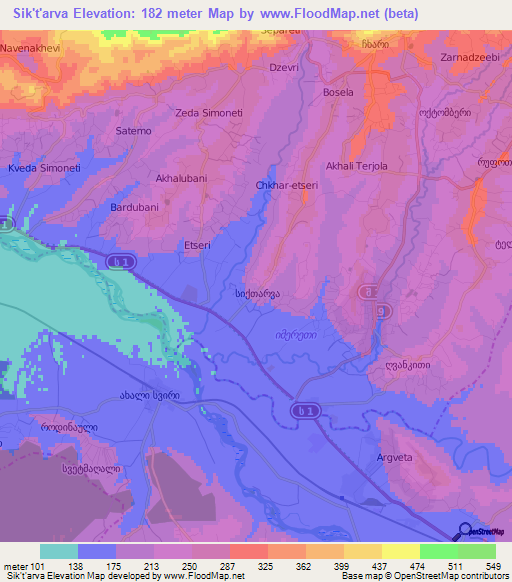 Sik't'arva,Georgia Elevation Map