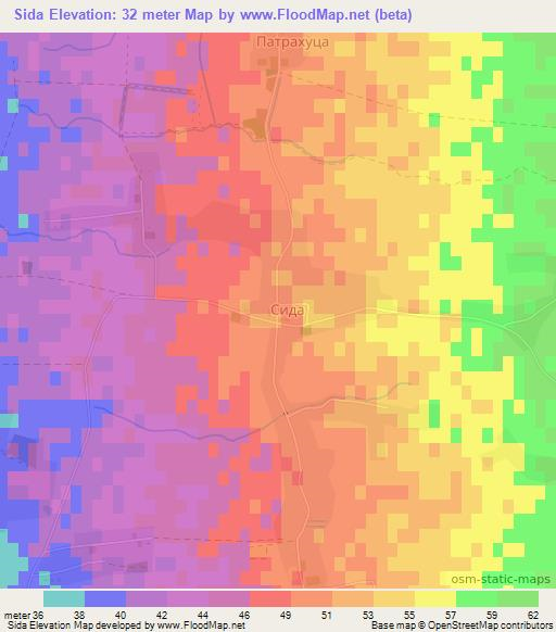 Sida,Georgia Elevation Map