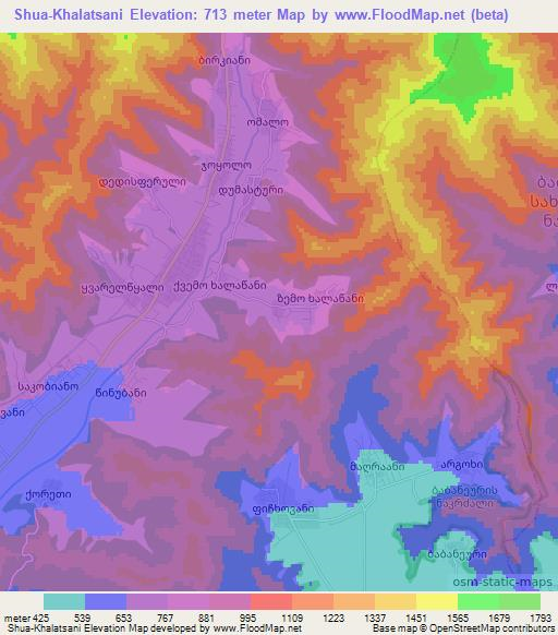 Shua-Khalatsani,Georgia Elevation Map