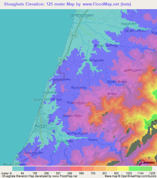 Shuaghele,Georgia Elevation Map