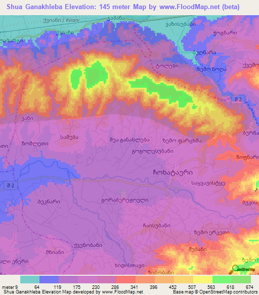 Shua Ganakhleba,Georgia Elevation Map