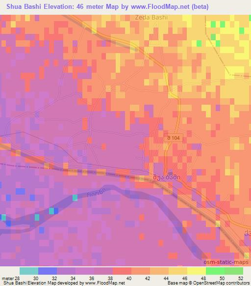 Shua Bashi,Georgia Elevation Map