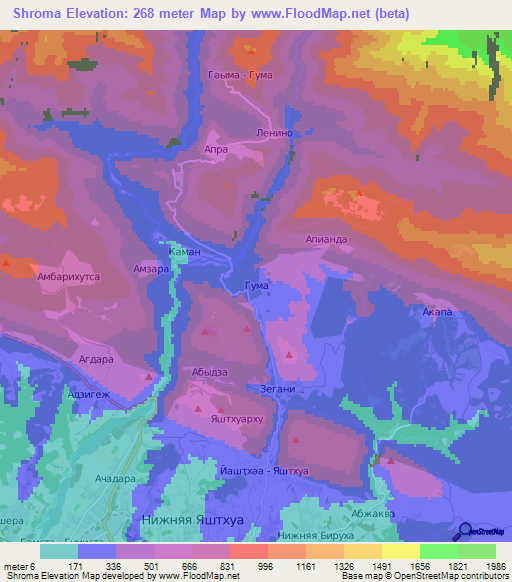 Shroma,Georgia Elevation Map