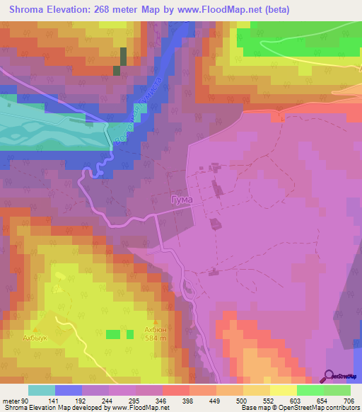 Shroma,Georgia Elevation Map