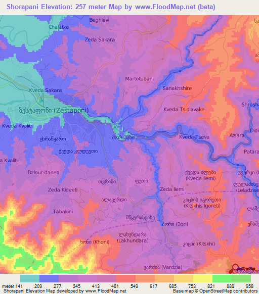 Shorapani,Georgia Elevation Map