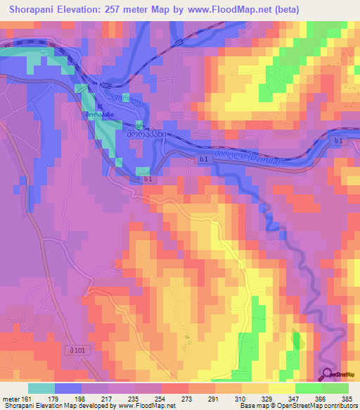 Shorapani,Georgia Elevation Map