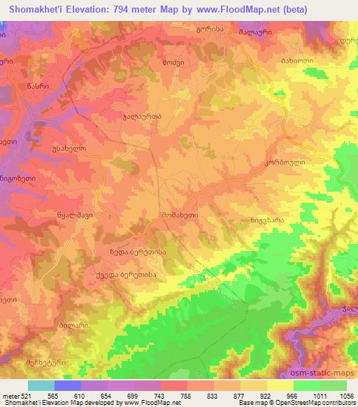 Shomakhet'i,Georgia Elevation Map