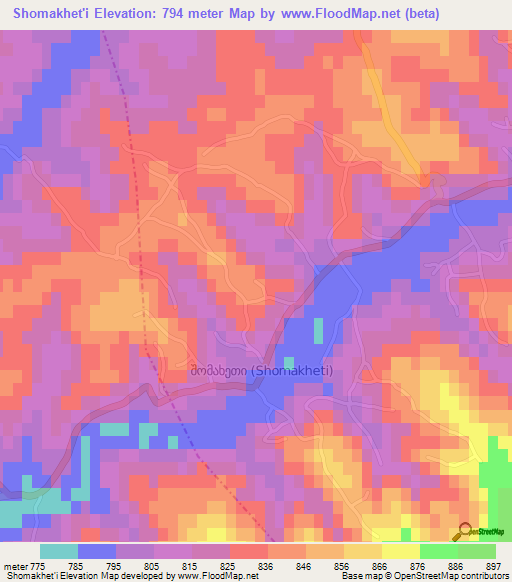 Shomakhet'i,Georgia Elevation Map