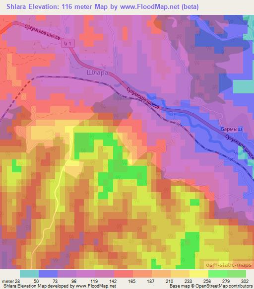 Shlara,Georgia Elevation Map