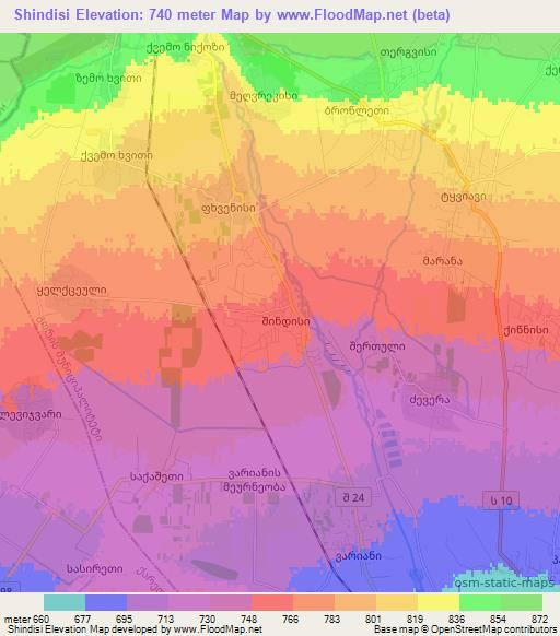 Shindisi,Georgia Elevation Map