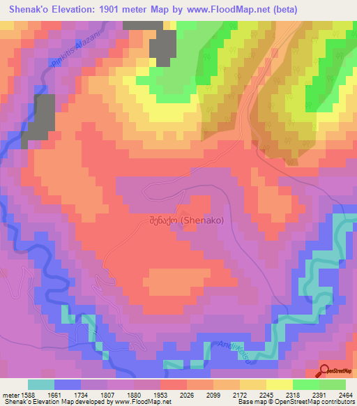 Shenak'o,Georgia Elevation Map