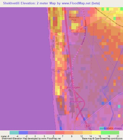 Shekhvetili,Georgia Elevation Map