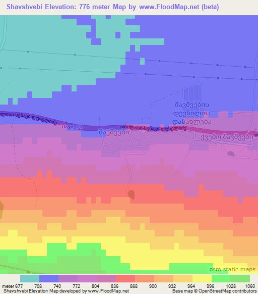 Shavshvebi,Georgia Elevation Map