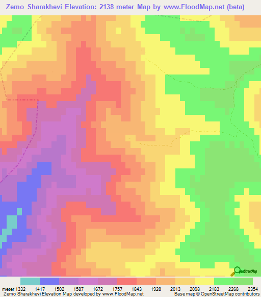 Zemo Sharakhevi,Georgia Elevation Map