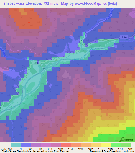 Shabat'kvara,Georgia Elevation Map