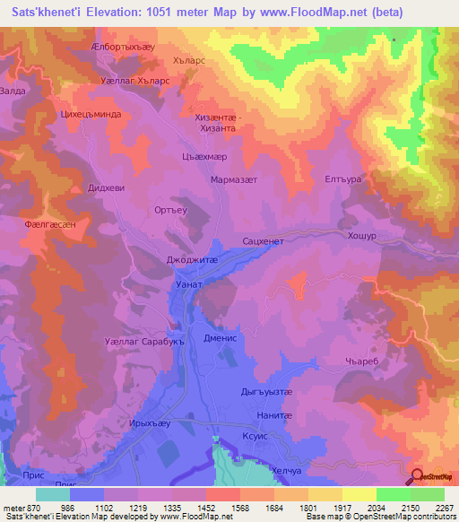 Sats'khenet'i,Georgia Elevation Map