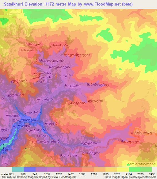 Satsikhuri,Georgia Elevation Map