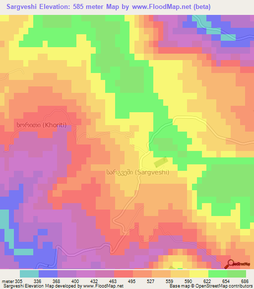 Sargveshi,Georgia Elevation Map