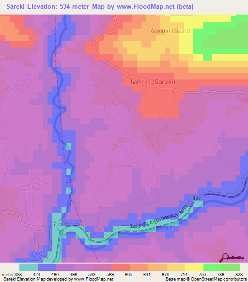Sareki,Georgia Elevation Map