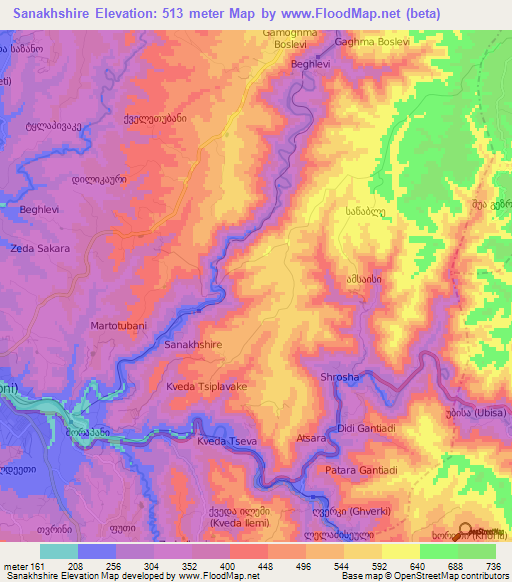 Sanakhshire,Georgia Elevation Map