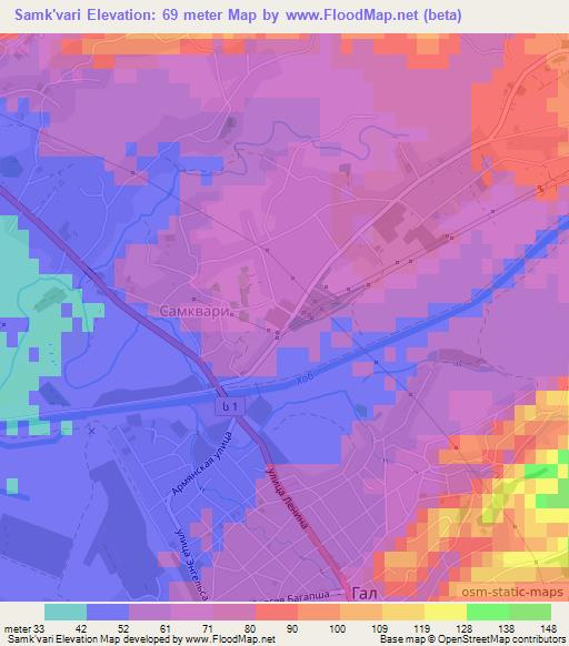 Samk'vari,Georgia Elevation Map