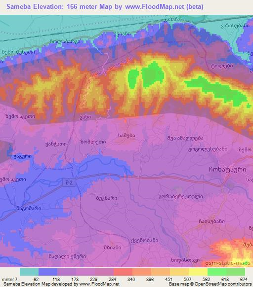 Sameba,Georgia Elevation Map