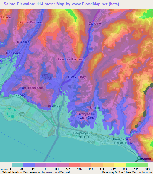 Salme,Georgia Elevation Map