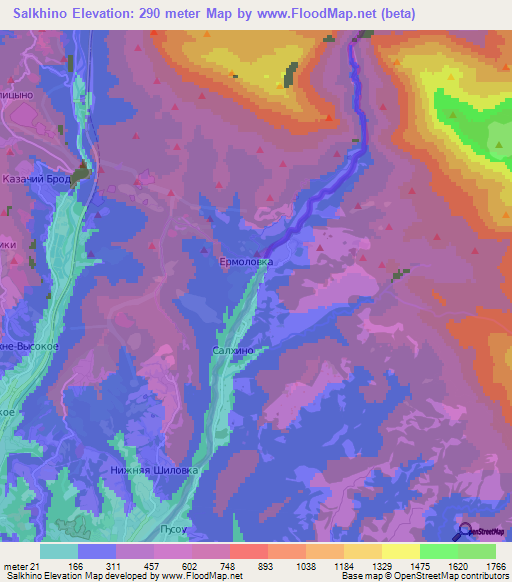 Salkhino,Georgia Elevation Map