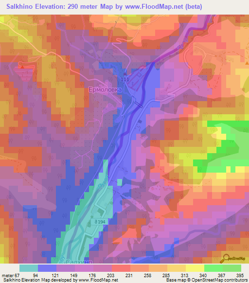 Salkhino,Georgia Elevation Map