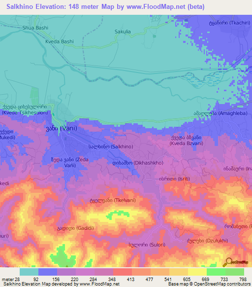 Salkhino,Georgia Elevation Map