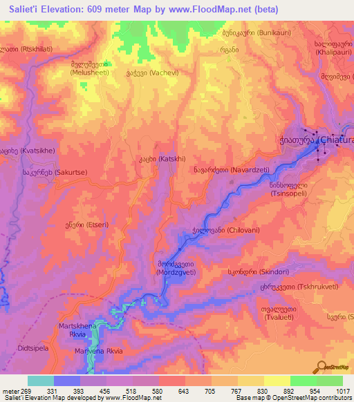 Saliet'i,Georgia Elevation Map