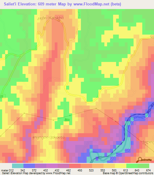 Saliet'i,Georgia Elevation Map