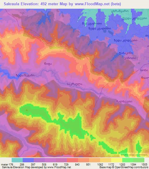 Sakraula,Georgia Elevation Map