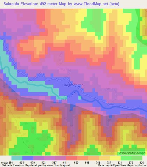 Sakraula,Georgia Elevation Map