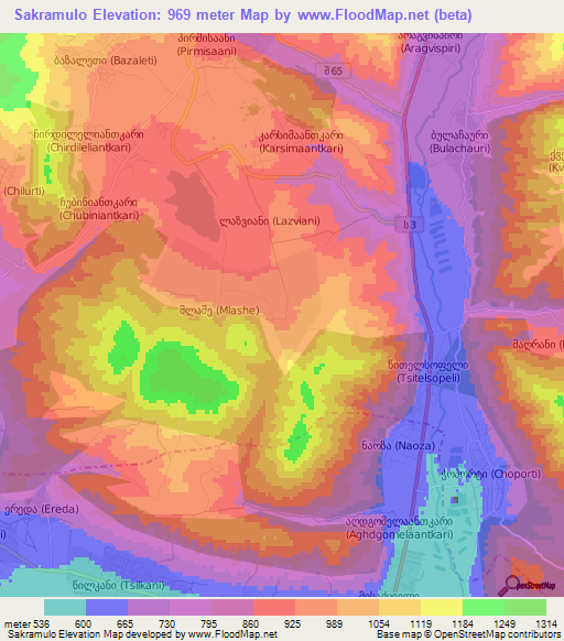 Sakramulo,Georgia Elevation Map