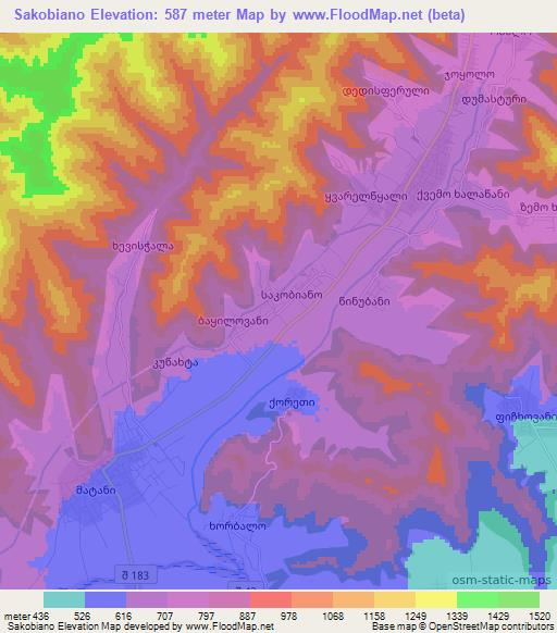 Sakobiano,Georgia Elevation Map
