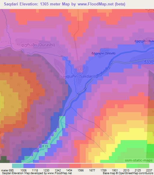 Saqdari,Georgia Elevation Map