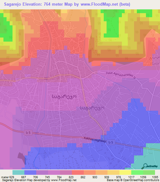 Sagarejo,Georgia Elevation Map
