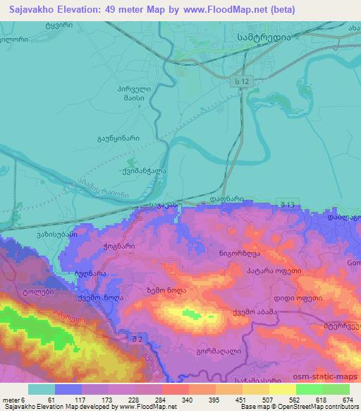 Sajavakho,Georgia Elevation Map