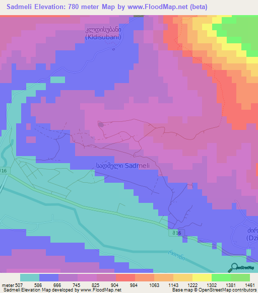 Sadmeli,Georgia Elevation Map