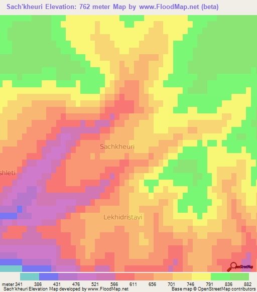 Sach'kheuri,Georgia Elevation Map