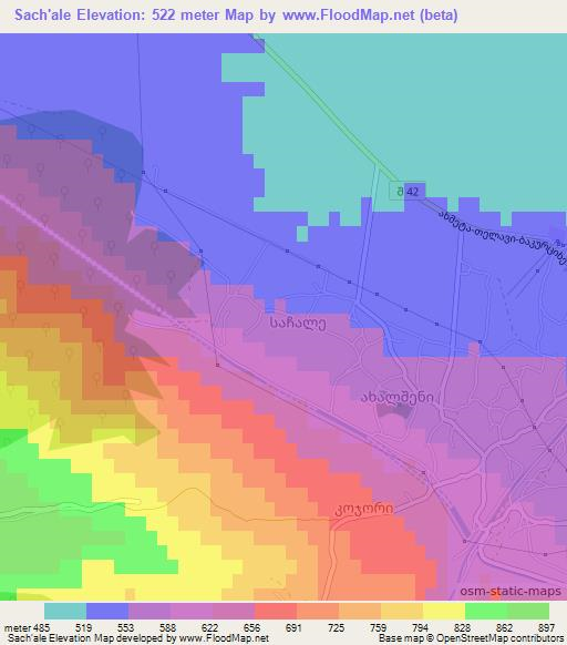 Sach'ale,Georgia Elevation Map