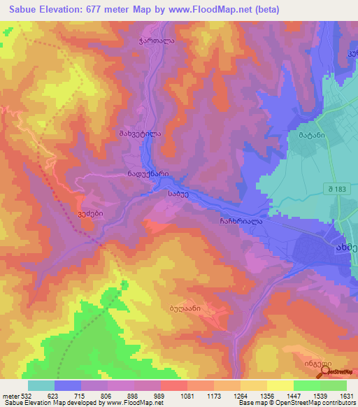 Sabue,Georgia Elevation Map