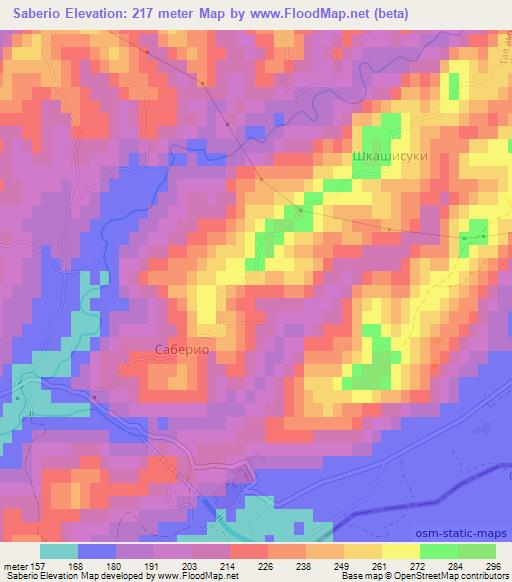 Saberio,Georgia Elevation Map