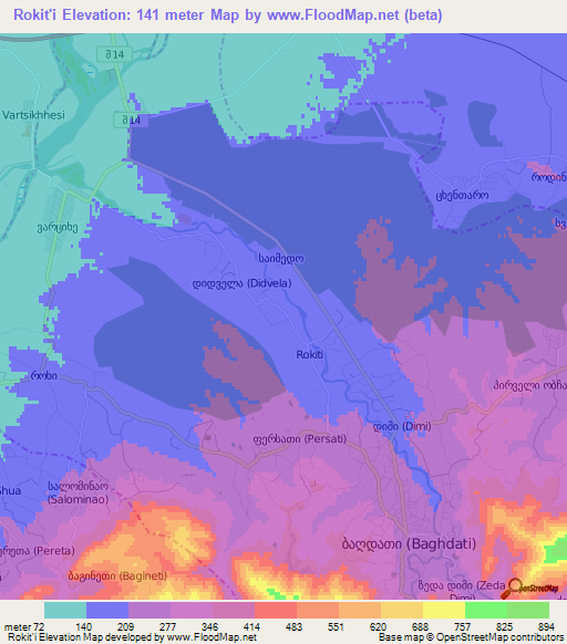 Rokit'i,Georgia Elevation Map