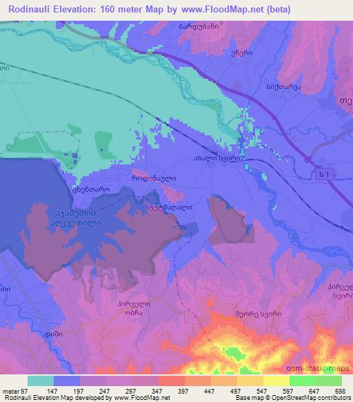 Rodinauli,Georgia Elevation Map