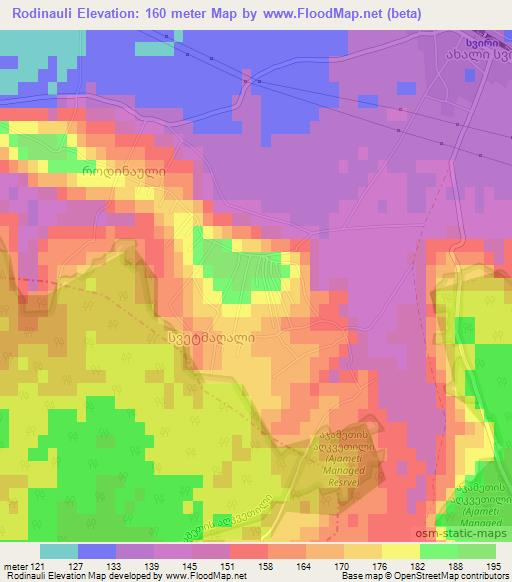 Rodinauli,Georgia Elevation Map