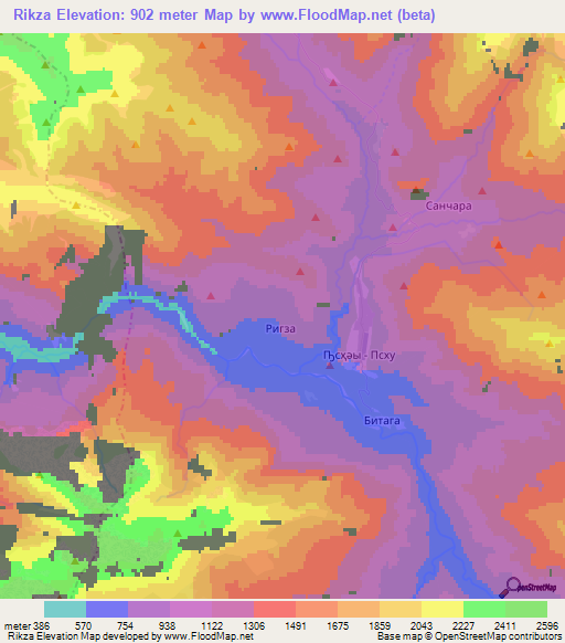 Rikza,Georgia Elevation Map