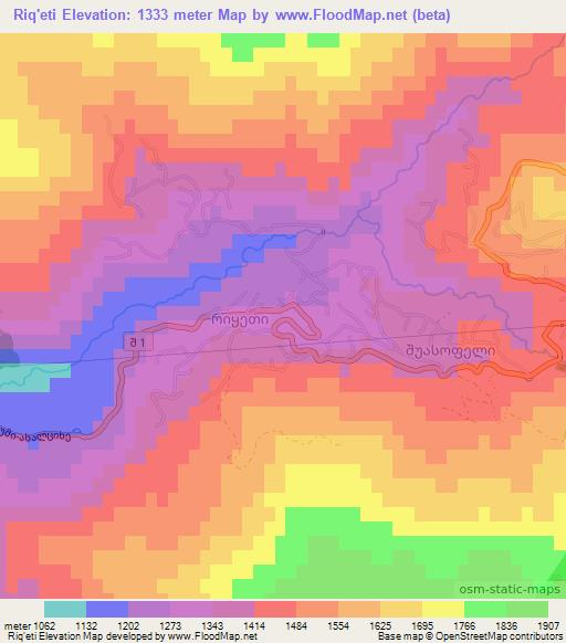 Riq'eti,Georgia Elevation Map