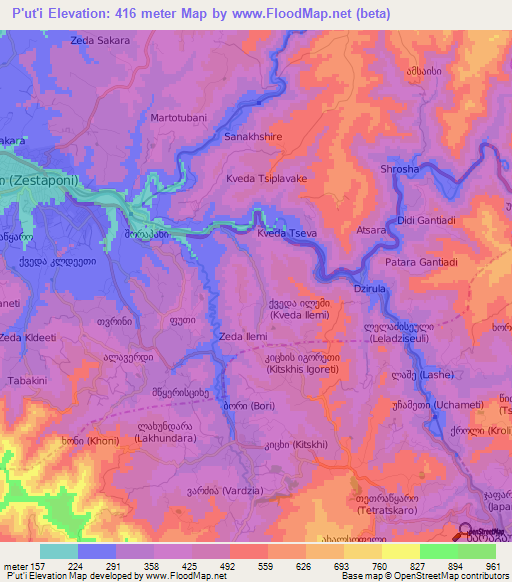 P'ut'i,Georgia Elevation Map